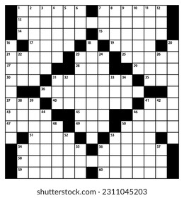 Square crossword puzzle vector  graphic. American-style crossword puzzle.15x15 Blank crossword grid.