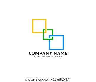 Square Cube Connect Link Logo Template Design