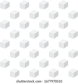 Square cube seamless pattern shadow white background. Vector illustration