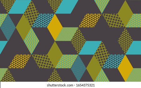 Patrón geométrico sin fisuras de color cuadrado para el fondo, envoltura, tela, textil, envoltura, superficie, web y diseño de impresión. Moto repetible de estilo vectorial
