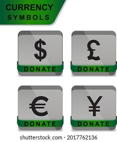 square currency donate icon with ribbon isolated