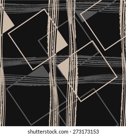 Square curve in a creative pattern, seamless vector background.
