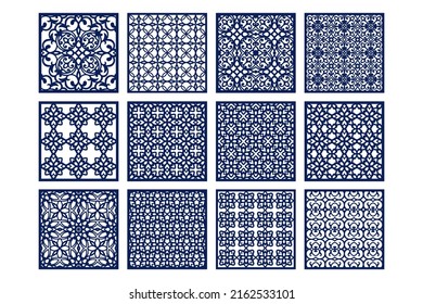 Square cutout panel set, templates for cutting, laser cut.