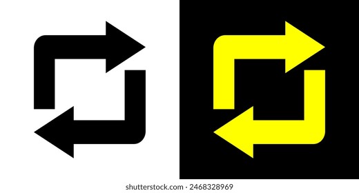 Square cyclic rotation arrow icon. Navigation concept arrow sign.