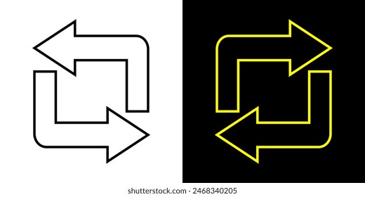 Square cyclic rotation arrow icon. Navigation concept arrow sign.