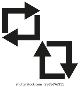 Quadratisches Rotationssymbol. Pfeilzeichen. App-Element. Technologiekonzept. Liniendesign. Vektorgrafik.