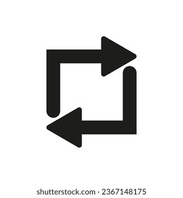 Square cyclic rotation icon. Arrow sign. App element. Technology concept. Line design. Vector illustration.