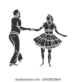 Square Dance Icon Silhouette Illustration. Usa Folk Vector Graphic Pictogram Symbol Clip Art. Doodle Sketch Black Sign.