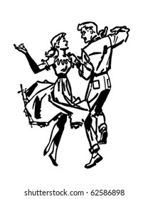 Square Dancers - Retro Clipart Illustration