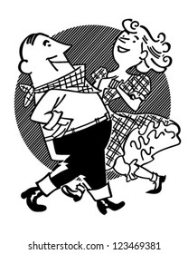 Square Dancing Couple - Retro Clipart Illustration