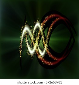 The square dark background and glowing curves