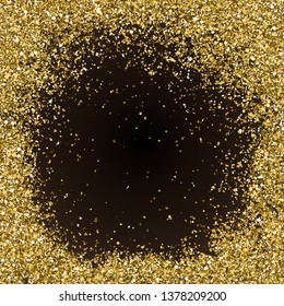 Fondo oscuro cuadrado con borde de brillo dorado