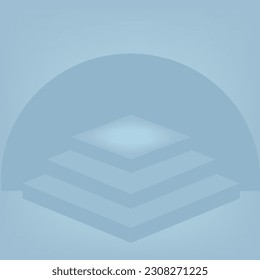 Square dark podium for product presentation with line flying lamps around, 3d realistic vector illustration.