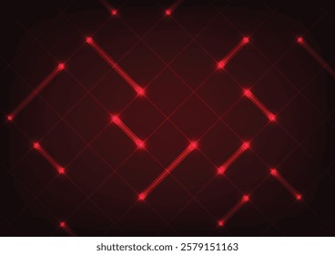 Square dark red tech light line pattern background. vector illustration 