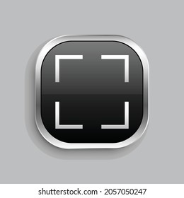 square dashed icon design. Glossy Button style rounded rectangle isolated on gray background.. Vector illustration