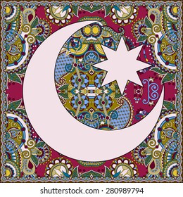 square decorative carpet design for holy month of muslim community festival Ramadan Kareem, invitation card or print fabric, paper and other, vector illustration