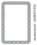 Square decorative frame made of interlocking chain-like geometric lines. Bold and modern linear style. Suitable for label, packaging, or abstract border layout. Vector illustration.