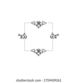 Square decorative frame with Merry Christmas elements. Vector Illustration.