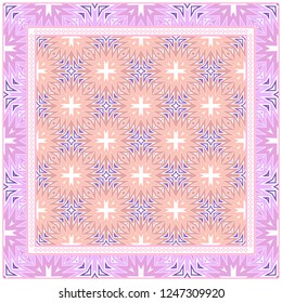 Square Decorative Ornament With Geometric Pattern. For Scrapbook Print, Fashion Design. Vector Illustration