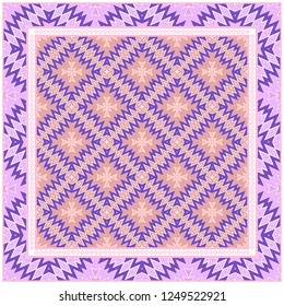 Square Decorative Ornament With Geometric Pattern. For Scrapbook Print, Fashion Design. Vector Illustration