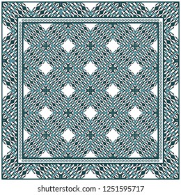 Square Decorative Ornament With Geometric Pattern. For Scrapbook Print, Fashion Design. Vector Illustration