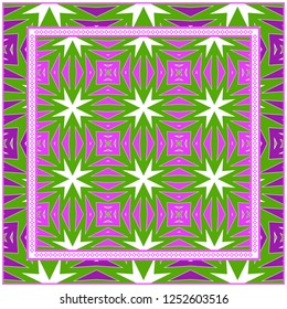 Square Decorative Ornament With Geometric Pattern. For Scrapbook Print, Fashion Design. Vector Illustration