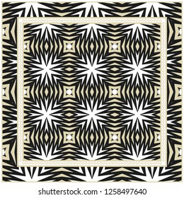 Square Decorative Ornament With Geometric Pattern. For Scrapbook Print, Fashion Design. Vector Illustration