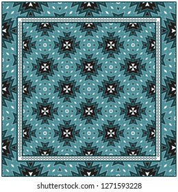 Square Decorative Ornament With Geometric Pattern. For Scrapbook Print, Fashion Design. Vector Illustration