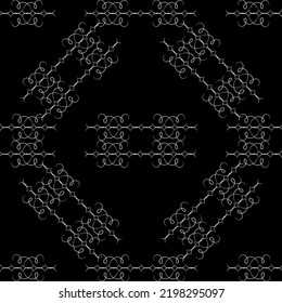 Square decorative seamless pattern. Fashion graphic design. Modern stylish texture. Monochrome template for prints, textiles, wrapping, wallpaper, banner, business, etc. Vector illustration