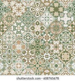Square decorative seamless patterns in ethnic style in a diagonal set of tiles. The rich decoration of abstract ornaments for construction of fabric or paper.