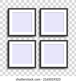 Square decorative vector frame, photo collage with black and white stripe with shadow on abstract background