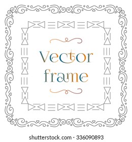 Square decorative vintage frame on white background