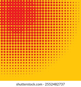 Fundo de Meio-Tom de Cor Amarelo Profundo Quadrado e Vermelho Suave. Fundo de meio-tom de cor radial abstrata. Vetor de plano de fundo editável