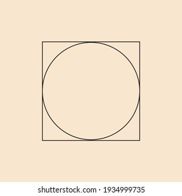 square described around a circle isolated on a fashionable beige background, banner, poster, visual aid