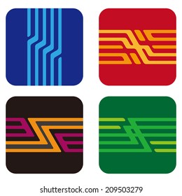 Square design abstract vector logo template. You can use in the chips, electronics, integrated circuits, and communication concept of pattern. 