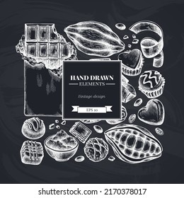 Diseño cuadrado con frijoles de cacao, cacao, chocolate, chocolate