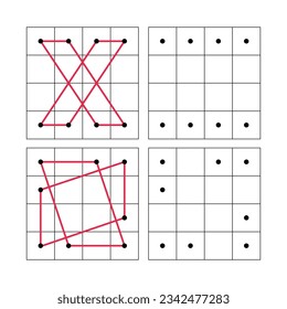Square Design dotted line drawing exercise. Draw the same line drawing.