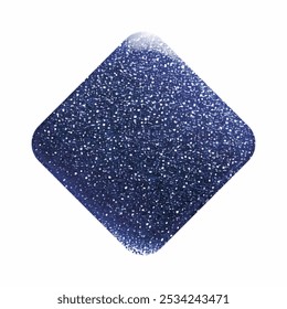 A square design element with dark blue glitter sparkles.