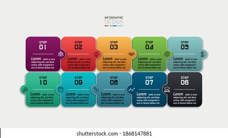 Square design jigsaw puzzles can connect to the desired information presented in a descriptive format. vector infographic.