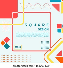 Square design modern shape style halftone colorful round memphis with space for your text. vector illustration