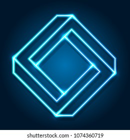 Square design of neon, vector illustration