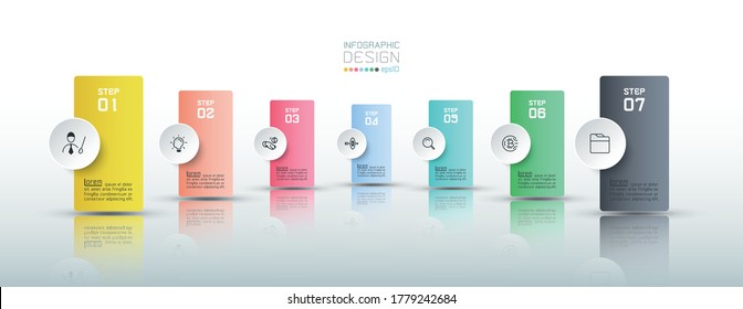 Square Design For Presentation 7 Option Can Use With Show Results,report,planning,advertise Vector Infographic.
