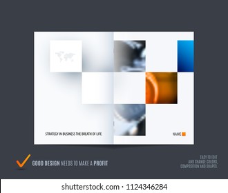 Square design presentation template with colourful rectangles shadows. Abstract vector set of modern horizontal banners