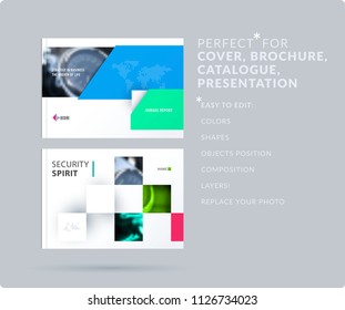 Square design presentation template with colourful rectangles shadows. Abstract vector set of modern horizontal banners