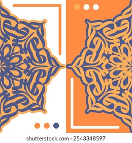 Square design for scarf, bandana, kerchief, pareo and other textile products. Decorative print with ornament.