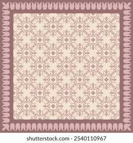 Square design for scarf with ornament. Vintage print for shawl, hijab, headscarf, bandana and other textile products.