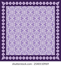 Square design for scarf with ornament. Vintage print for shawl, hijab, headscarf, bandana and other textile products.