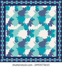 Square design for scarf, pareo, bandana, blanket and other textile products.