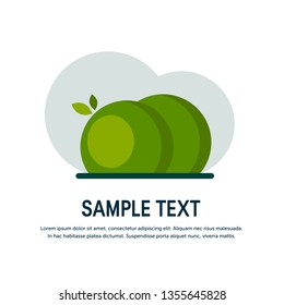 Square design template with bushes in flat style. Vector illustration on white background