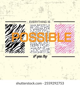 SQUARE DESING  WITH DIFERENT ANIMAL PRINT AND TYPE GRUNGE